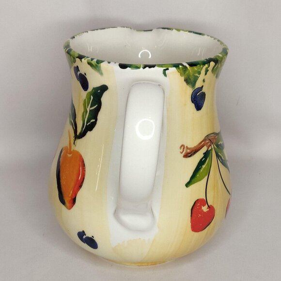 DANSK Ceramic Water Pitcher Hand Painted Apple Grape Cherries Made in Italy - Picture 4 of 5